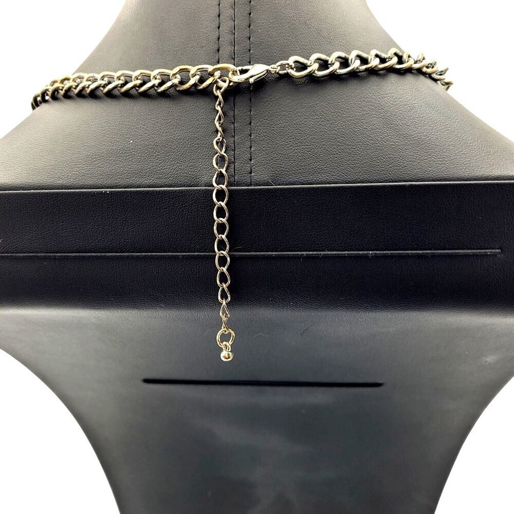 Vintage Silver & Gold-Tone Beaded Statement Necklace Chain Adjustable Closure - Picture 5 of 5